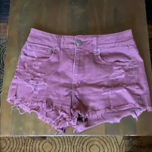 AMERICAN EAGLE Frayed Stretch Denim Shorts